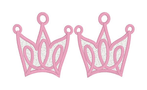 Swirly Princess Crown FSL Earrings - In the Hoop Freestanding Lace Earrings