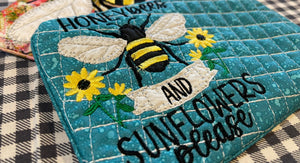 Honeybees and Sunflowers Mug Rug