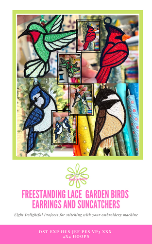 FSL Garden Birds Earrings and Suncatchers Bundle Set Paper Bundle- Eight Designs - Hummingbird, Cardinal, Bluejay and Chickadee - Paper Pattern Download