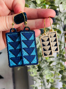 Flying Geese Quilt Block Dangle Boucles d’oreilles SET- Dans le cerceau Boucles d’oreilles en dentelle autoportantes