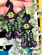 Witch Dangles FSL Earrings SET- In the Hoop Freestanding Lace Earrings