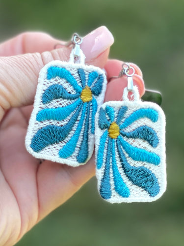 Jellyflower1 FSL Earrings - Abstract Floral In the Hoop Freestanding Lace Earrings