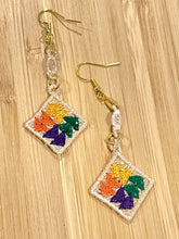 Flying Geese Quilt Block Dangle Boucles d’oreilles SET- Dans le cerceau Boucles d’oreilles en dentelle autoportantes