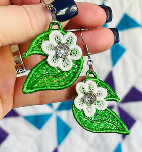 Leafy Floral 3D FSL Earrings - In the Hoop Freestanding Lace Earrings