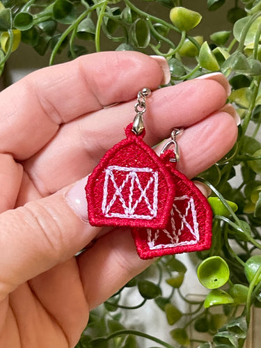 Tiny Barn FSL Earrings - In the Hoop Freestanding Lace Earrings