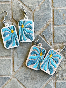 Jellyflower1 FSL Earrings - Abstract Floral In the Hoop Freestanding Lace Earrings