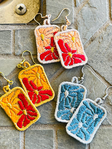 Jellyflower4 FSL Earrings - Abstract Floral In the Hoop Freestanding Lace Earrings