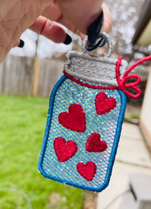 Jar of Hearts Mylar Freestanding Lace Ornament or Bookmark for 4x4 Hoops