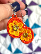 Floral Circle 3D FSL Earrings - In the Hoop Freestanding Lace Earrings