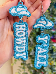 Howdy Y'all FSL Earrings In the Hoop Freestanding Lace Earrings