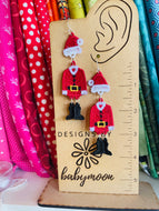 Santa Suit Dangles FSL Earrings SET- In the Hoop Freestanding Lace Earrings