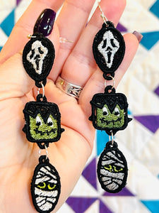 Monster Mash FSL Earrings- In the Hoop Freestanding Lace Earrings