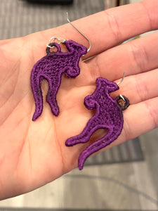 Kangaroo FSL Earrings - In the Hoop Freestanding Lace Earrings