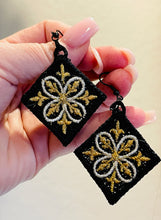 Sparkle Fronds Tiles Earrings - In the Hoop Freestanding Lace Earrings