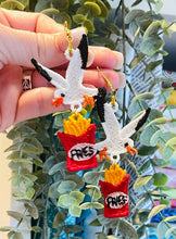 Seagulls and Fries Dangle FSL Earrings - In the Hoop Freestanding Lace Earrings