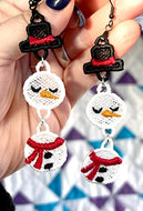 Snowman Dangles FSL Boucles d’oreilles SET- Boucles d’oreilles en dentelle autoportantes dans le cerceau