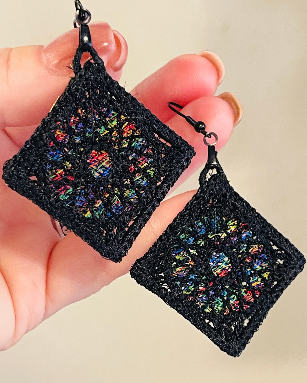 Rose Window Crochet Earrings - In the Hoop Freestanding Lace Earrings