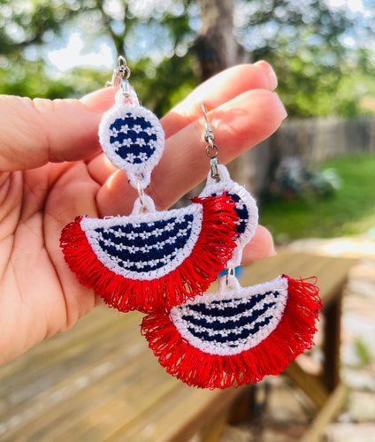 Bunting FSL Fringe Earrings - In the Hoop Freestanding Lace Earrings
