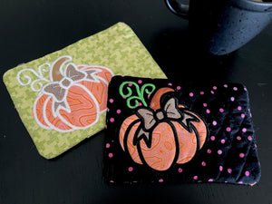 Pretty Pumpkin Applique Mug Rug