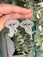 Majestic Elephant FSL Earrings- In the Hoop Freestanding Lace Earrings