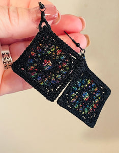 Rose Window Crochet Earrings - In the Hoop Freestanding Lace Earrings