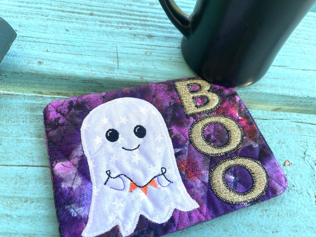 Boo Ghost Applique Mug Rug