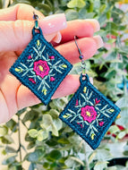 Boucles d’oreilles Santa Face FSL - Boucles d’oreilles en dentelle autoportantes In the Hoop