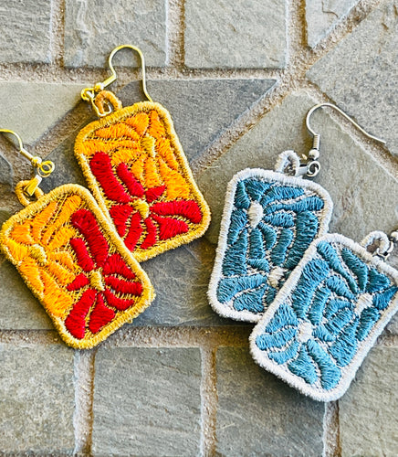 Jellyflower4 FSL Earrings - Abstract Floral In the Hoop Freestanding Lace Earrings