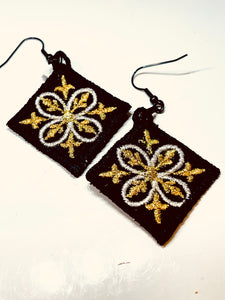 Sparkle Fronds Tiles Earrings - In the Hoop Freestanding Lace Earrings