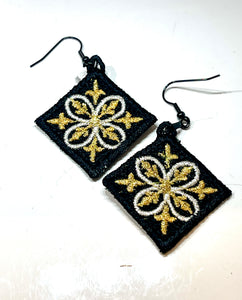 Sparkle Fronds Tiles Earrings - In the Hoop Freestanding Lace Earrings