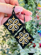 Sparkle Fronds Tiles Earrings - In the Hoop Freestanding Lace Earrings