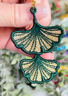 Gingko Earrings - TWO SIZES and TWO STYLES With and Without Sparkle Mylar- In the Hoop Freestanding Lace Earrings