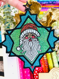 Stained Glass Santa Freestanding Lace Ornament or Bookmark for 5x7 hoops