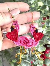Flamingo LOVE  FSL Earrings - In the Hoop Freestanding Lace Earrings