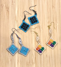 Flying Geese Quilt Block Dangle Boucles d’oreilles SET- Dans le cerceau Boucles d’oreilles en dentelle autoportantes