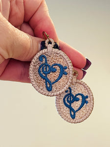 Music Love FSL Earrings - In the Hoop Freestanding Lace Earrings