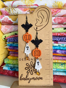 Fall Fun SET of FIVE Double Dangle and MINI FSL Earrings- In the Hoop Freestanding Lace Earrings