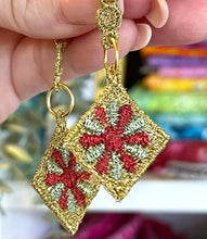 Dresden Quilt Block Dangle Pendientes SET- En los pendientes de encaje independientes del aro