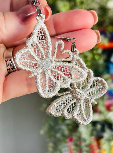 Butterfly Outline FSL Earrings - In the Hoop Freestanding Lace Earrings