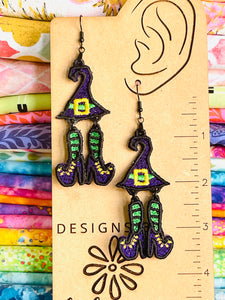 Witch Dangles FSL Earrings SET- In the Hoop Freestanding Lace Earrings