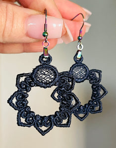 Boucles d’oreilles Santa Face FSL - Boucles d’oreilles en dentelle autoportantes In the Hoop