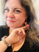 Christmas Flamingo Claus FSL Earrings - In the Hoop Freestanding Lace Earrings
