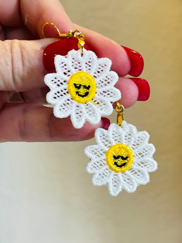 Happy Daisy FSL Earrings - In the Hoop Freestanding Lace Earrings