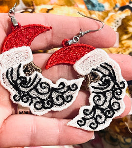 Santa Moon FSL Earrings - In the Hoop Freestanding Lace Earrings