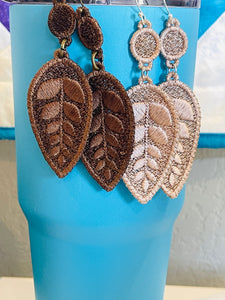 Drop Leaf Dangles FSL Earrings - In the Hoop Freestanding Lace Earrings