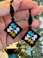 Flying Geese Quilt Block Dangle Earrings SET- In the Hoop Freestanding Lace Earrings