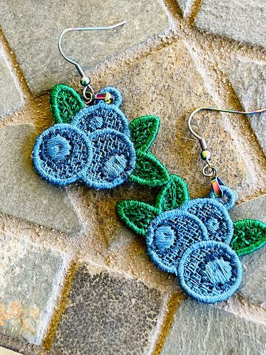 Blueberry Bunch FSL Earrings - In the Hoop Freestanding Lace Earrings
