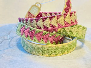 FSL Friendship Bracelet Flying Geese- In the Hoop Freestanding Lace Bracelet in Three Sizes