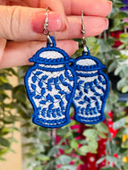 Ginger Jars FSL Earrings - In the Hoop Freestanding Lace Earrings