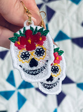 Boucles d’oreilles Sugar Skull Calavera FSL - Boucles d’oreilles en dentelle autoportantes In the Hoop